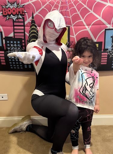 Ghost Spider character at birthday party