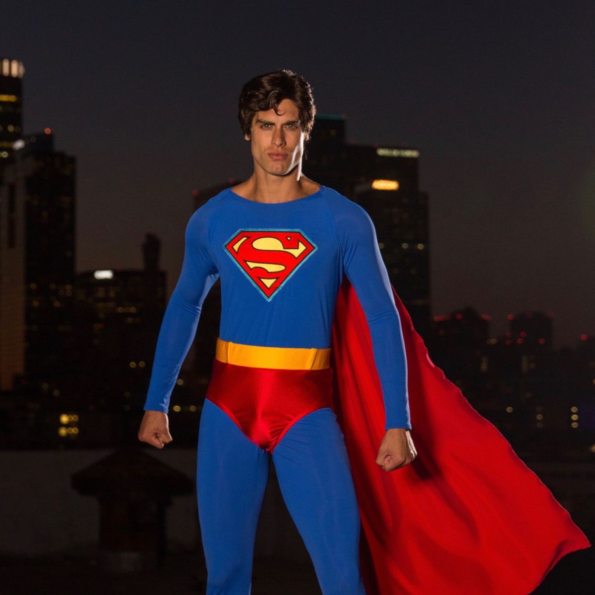 Superman character at birthday party